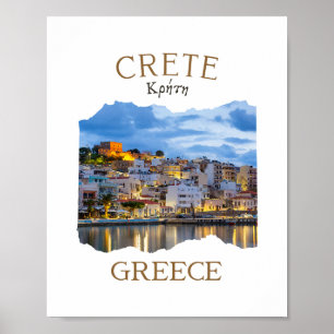 Póster Isla griega Creta Grecia con la ciudad de Rethimno