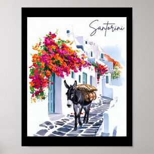 Póster Isla Griega Santorini Donkey