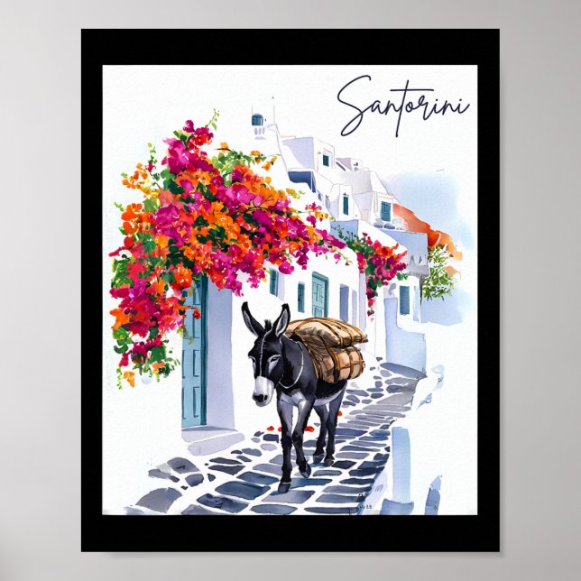 Póster Isla Griega Santorini Donkey (Frente)