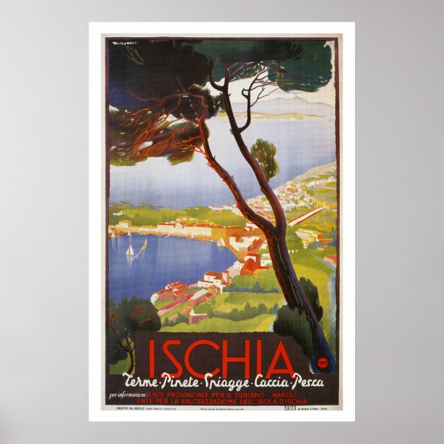Póster Isla Ischia Italia viajes de verano (Frente)