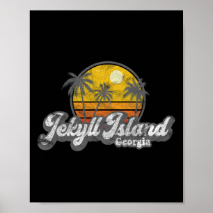Póster Isla Jekyll Ga 70's Retro Pesca Barco Playa 