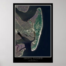 Póster Isla Jekyll Georgia del mapa del satélite espacial