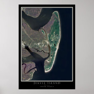 Póster Isla Jekyll Georgia del mapa del satélite espacial