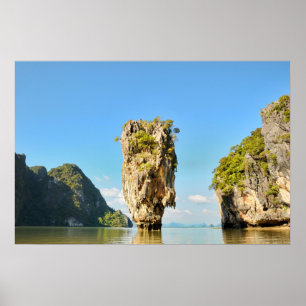 Póster Isla Ko Tapu en Tailandia con reflexión en el agua