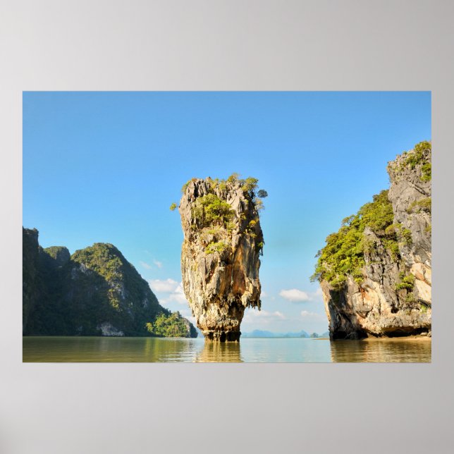 Póster Isla Ko Tapu en Tailandia con reflexión en el agua (Frente)