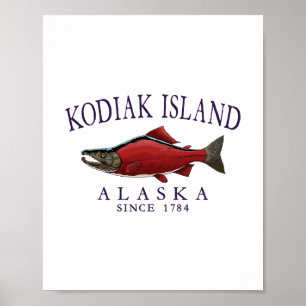Póster Isla Kodiak Alaska Salmón Desde 1784 Ciruela Arque