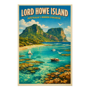 Póster Isla Lord Howe, Australia, en un clásico retro