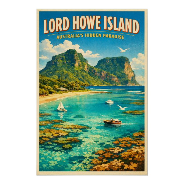 Póster Isla Lord Howe, Australia, en un clásico retro (Anverso)