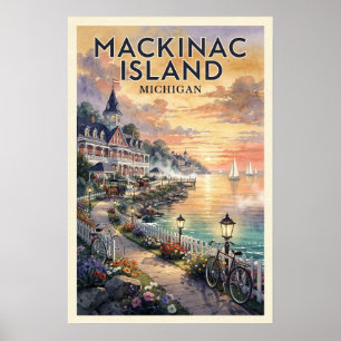 Póster Isla Mackinac Michigan Viajes Antiguos