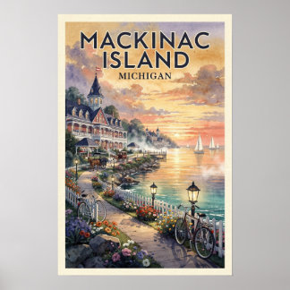 Póster Isla Mackinac Michigan Viajes Antiguos