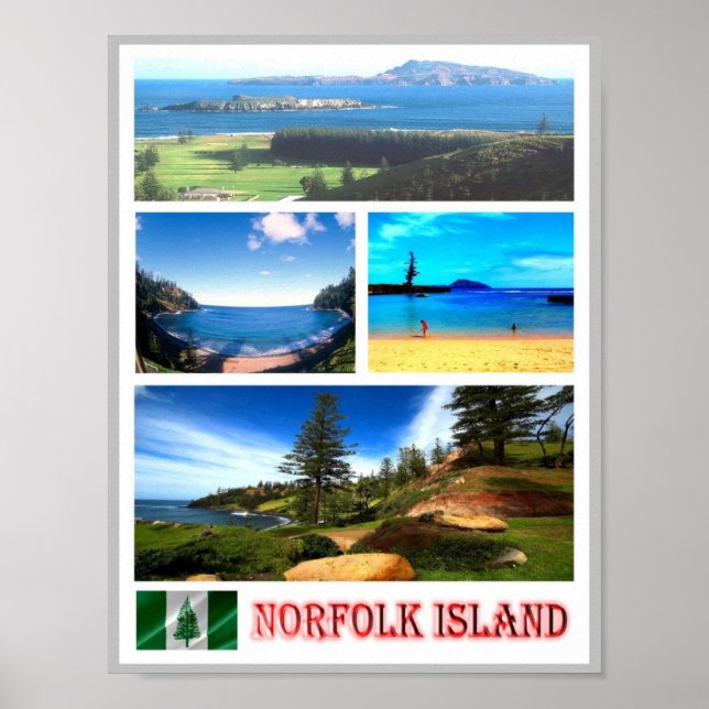 Póster Isla Norfolk - Mosaico - (Frente)