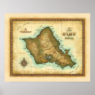Póster Isla Oahu de Hawái
