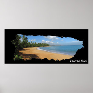 Póster Isla Puerto Rico Mapa Playa Luquillo