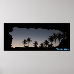 Póster Isla Puerto Rico: Palmas en el pico