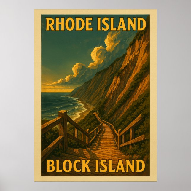 Póster Isla Rhode Island Block V01 (Frente)