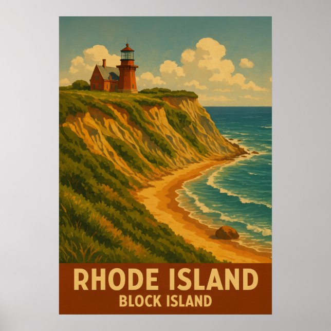 Póster Isla Rhode Island Block V02 (Frente)