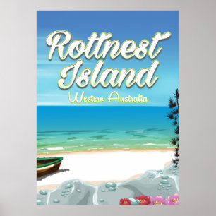 Póster Isla Rottnest Australia cartel de viaje al océano