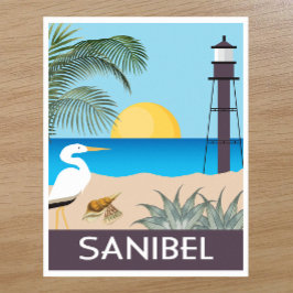 Póster Isla Sanibel Florida en estilo de viaje vintage
