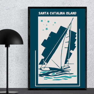 Póster Isla Santa Catalina California - Vintage Sailing