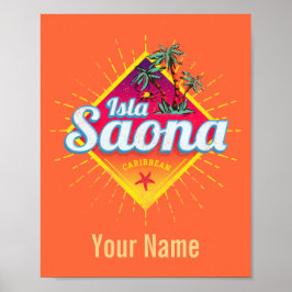 Póster Isla Saona Caribe República Dominicana Retro