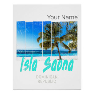 Póster Isla Saona República Dominicana Diseño de Vintage