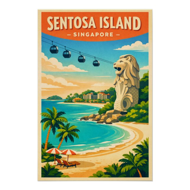 Póster Isla Sentosa, Singapur viaje (Anverso)
