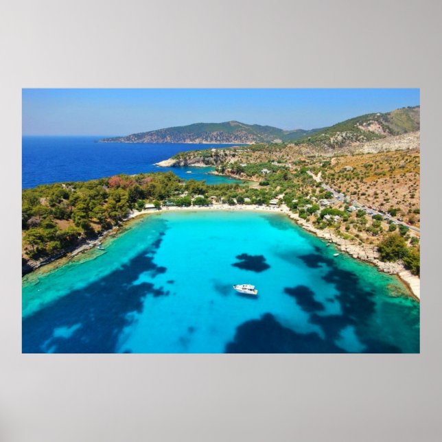 Póster Isla Thassos Kavala Grecia Agua turquesa Azul (Frente)