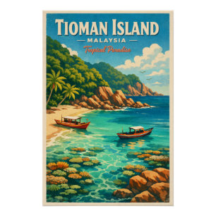 Póster Isla Tioman, Malasia, en un vibrante trópico