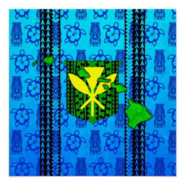 Póster Isla Tribal Kanaka Maoli (Anverso)