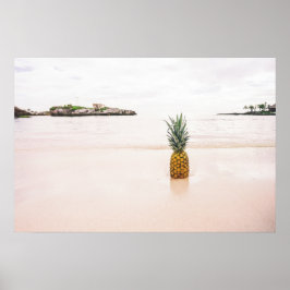 Póster Isla Tropical Acento Playa Piña Romántico