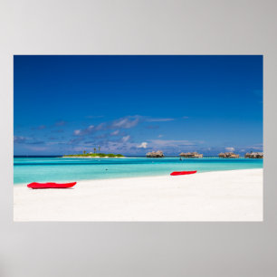 Póster Isla tropical con la playa de Sandy con las