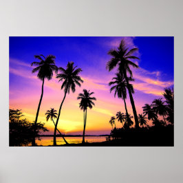 Póster Isla Tropical con puesta de sol sobre Sri Lanka