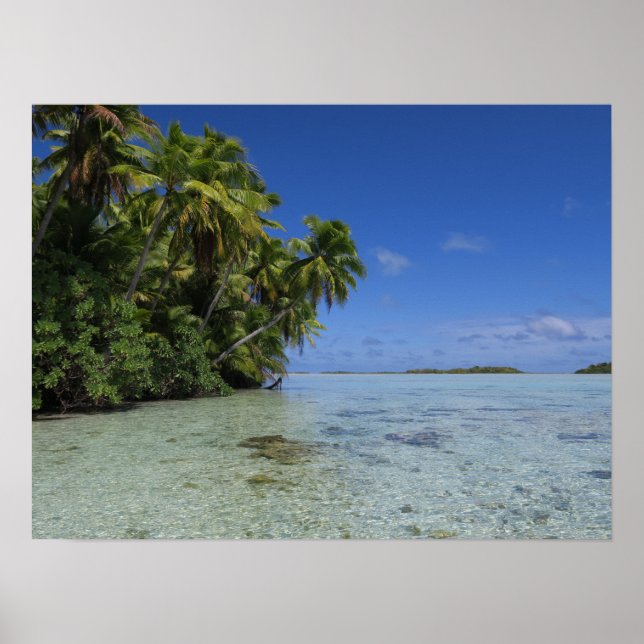 Póster Isla Tropical de la Polinesia Francesa de Rangiroa (Frente)