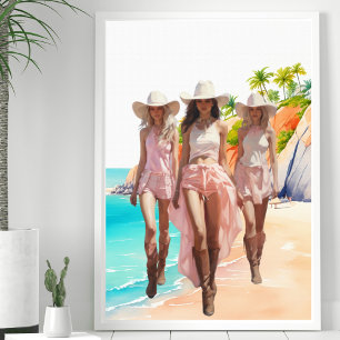 Póster Isla Tropical de Trío Rosa Pastal de Vaquera Coste
