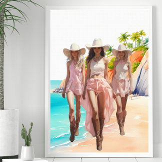 Póster Isla Tropical de Trío Rosa Pastal de Vaquera Coste