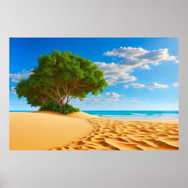 Póster Isla Tropical Desierta Playa de Arena (Frente)