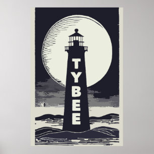 Póster Isla Tybee Faro de Georgia Luna
