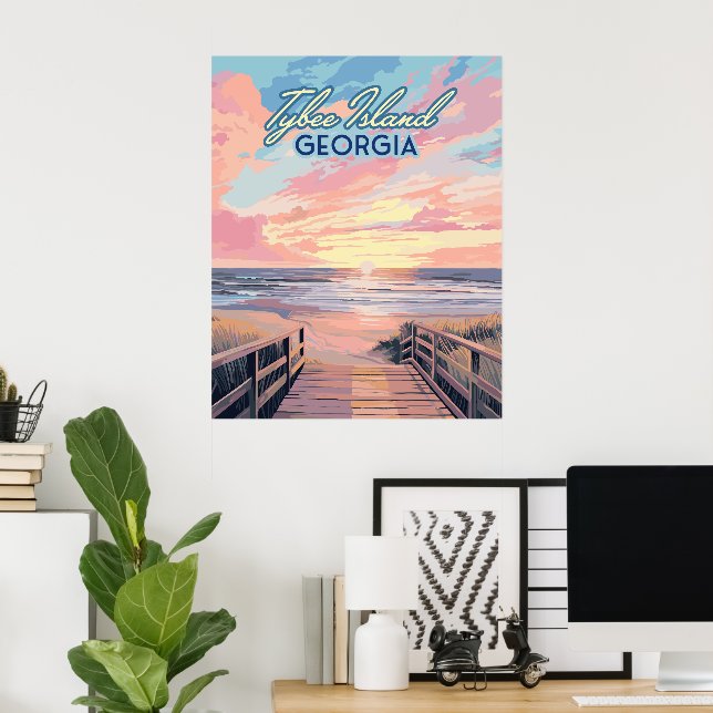 Póster Isla Tybee Georgia Sunrise Beach Savannah (Oficina en casa)