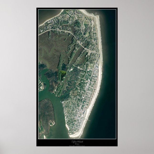 Póster Isla Tybee, poster satelital de Georgia (Frente)