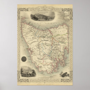 Póster Isla Van Diemen o Tasmania