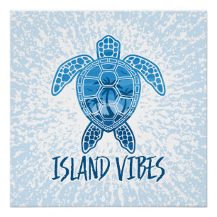 Póster Isla Vibes Tropical Sunset Sea Tortuga Diseño