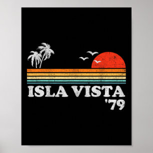 Póster Isla Vista Beach California Vintage Surfing Retro