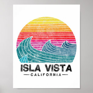 Póster Isla Vista Olas de Surf Playa Retro California Su