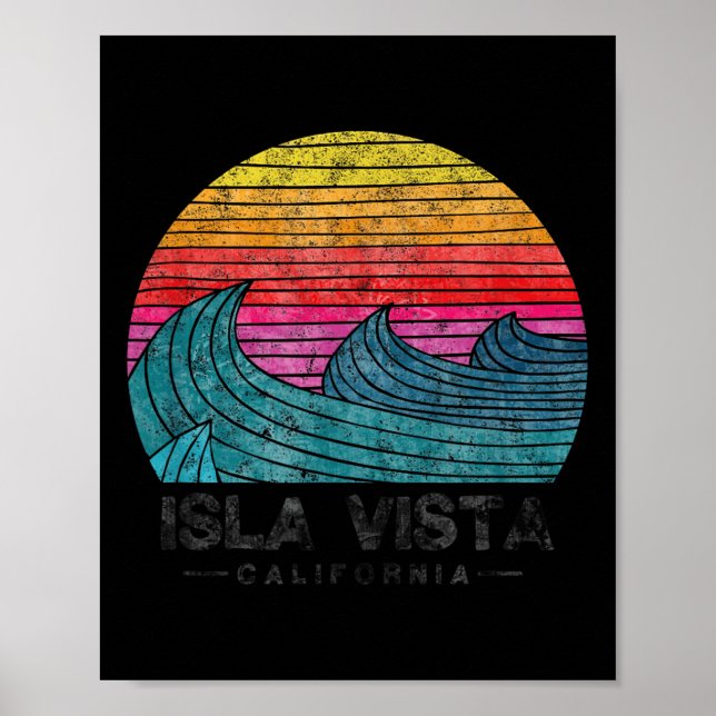 Póster Isla Vista Waves Beach Retro California Su (Frente)