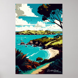 Póster Isla Waiheke Nueva Zelanda Viaje Art Vintage