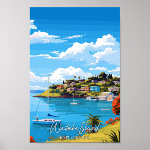 Póster Isla Waiheke Viaje de Nueva Zelanda