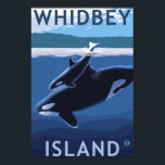 Póster Isla Whidbey, WashingtonOrca y Calf<br><div class="desc">Whidbey Island,  Washington - Orca y Calf - LP Original Poster - fue creado en 2008. Esta imagen muestra escenas de la isla Whidbey,  WA.</div>