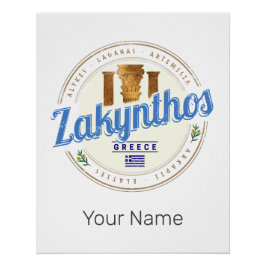 Póster Isla Zakynthos Grecia Vacaciones recuerdo de época