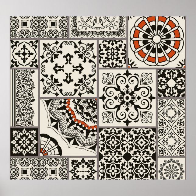 Póster Islam Arabic Majolica Tiles Patchwork (Frente)