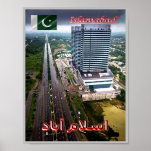 Póster Islamabad - Vista de noche - Pakistán -